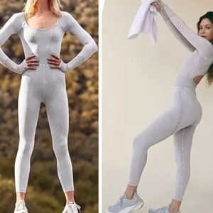 Free people movement good Karma ice gray jumpsuit nwt Xs/s